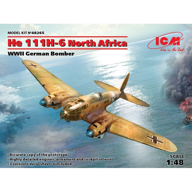 Maquette ICM 48265 – He 111H-6 Afrique Du Nord – 1/48 – Bombardier WW2 – NEUF